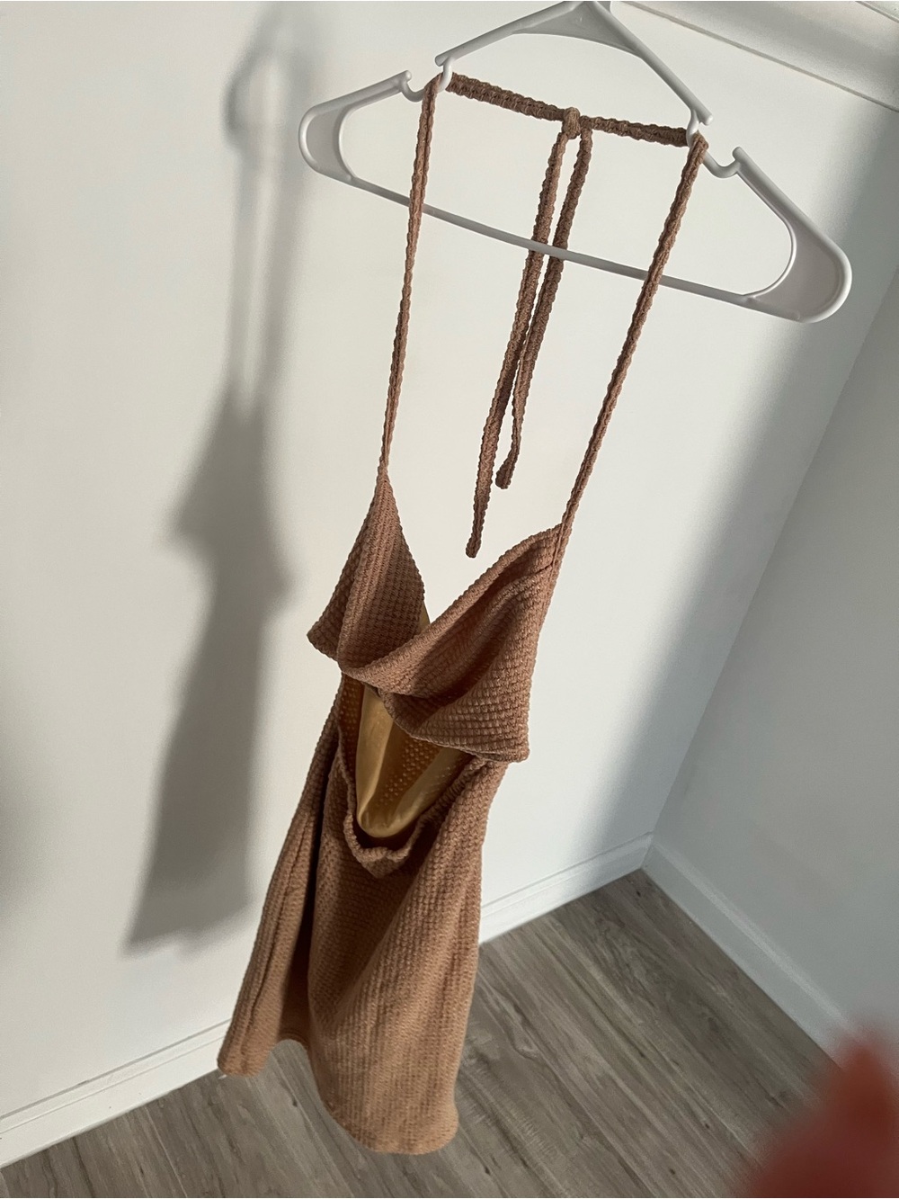 Knit Bodycon Dress in Camel